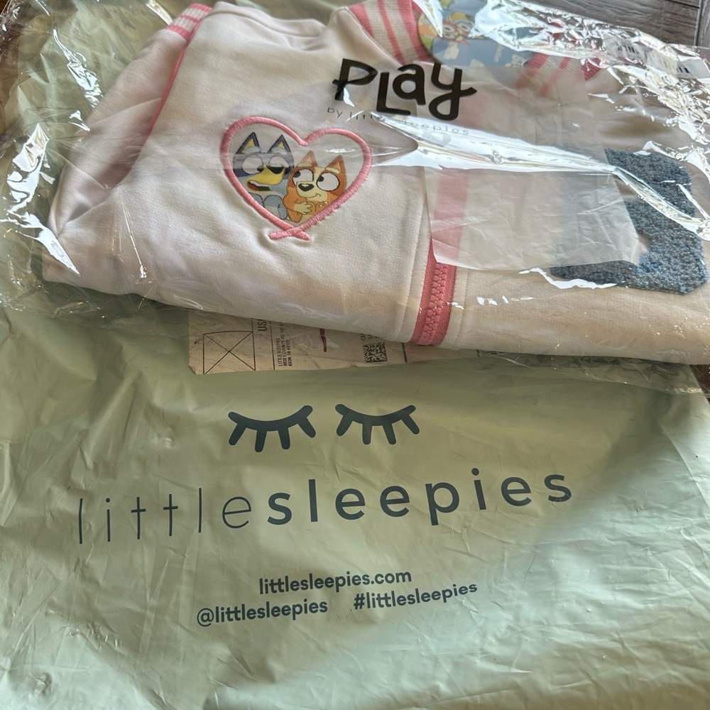 Little Sleepies Pink and White Bluey bomber jacket